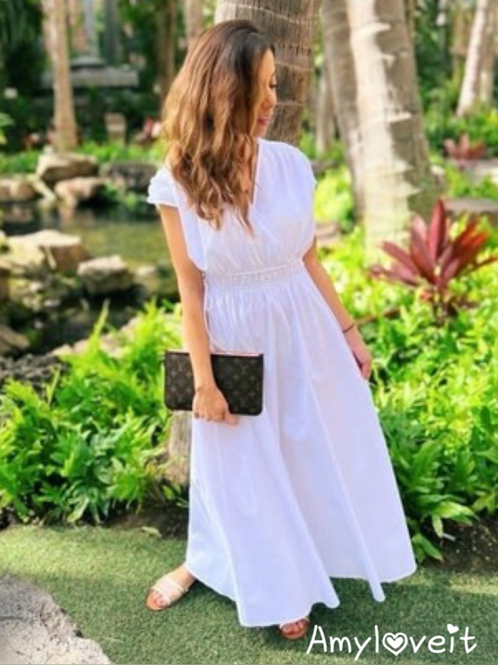Zara Poplin V-Neck Boho Midi Dress New #95